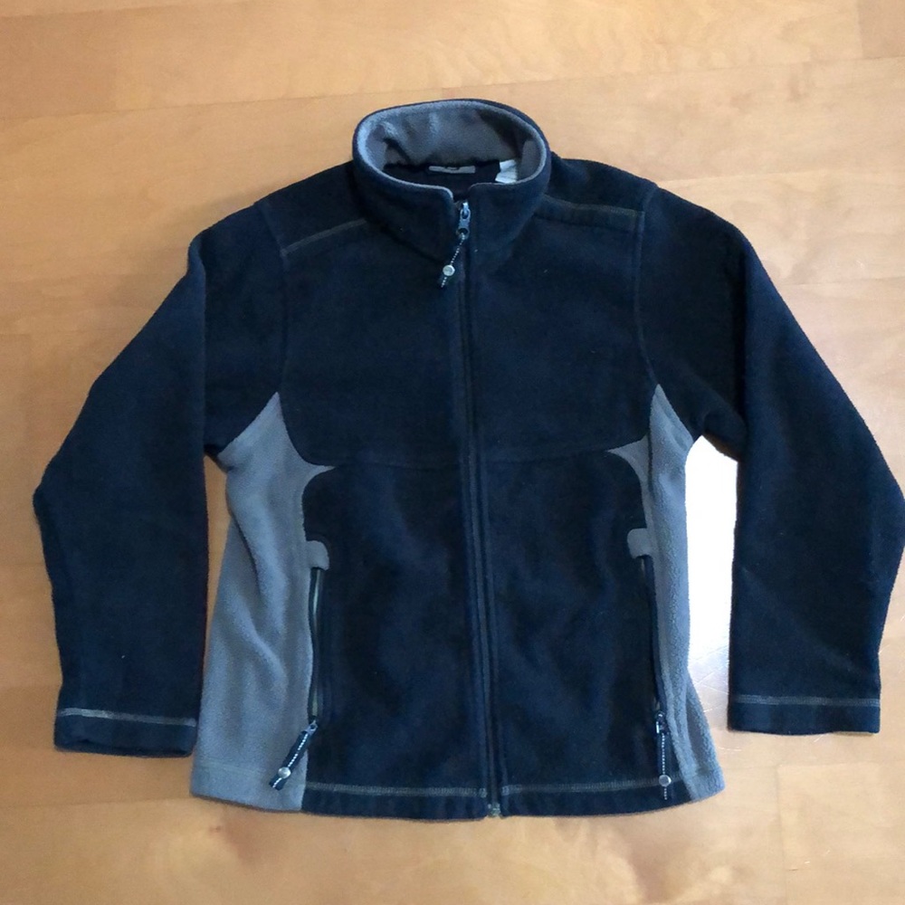 Youth REI fleece zip up black and olive/brownish jacket size M (8/10)